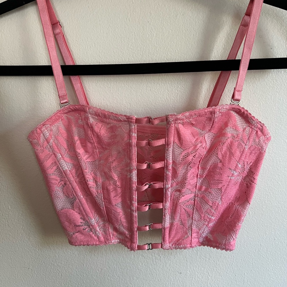 Victoria secret  Lace Corset Top Womens Size Small Pink Excellent Cutout Bustier